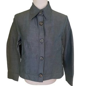 Valentino Roma Grey/Blue Button Front Cotton/Linen Jacket S